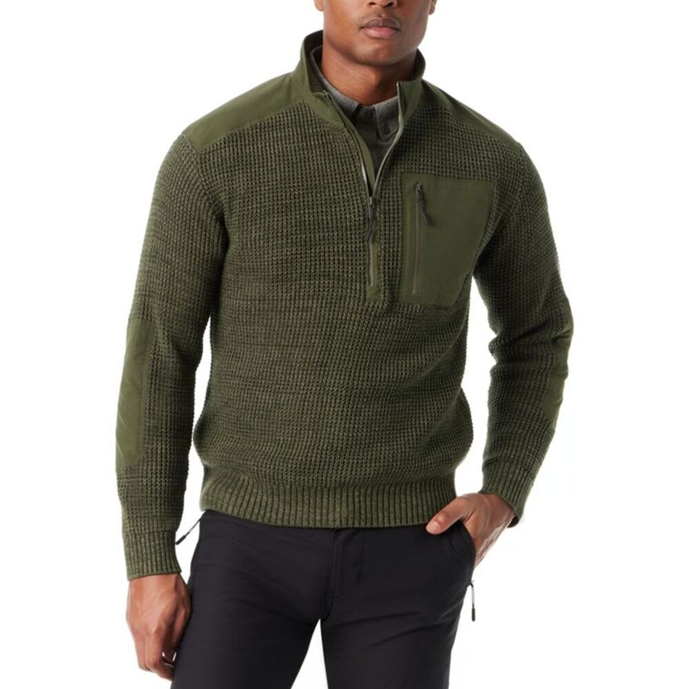 BASS OUTDOOR Mens Quarter Zip Patch Pullover Sweater, NWT